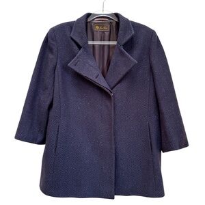 Loro Piana 100% Cashmere Herringbone Tweed Jacket Coat Women’s EU Size 48